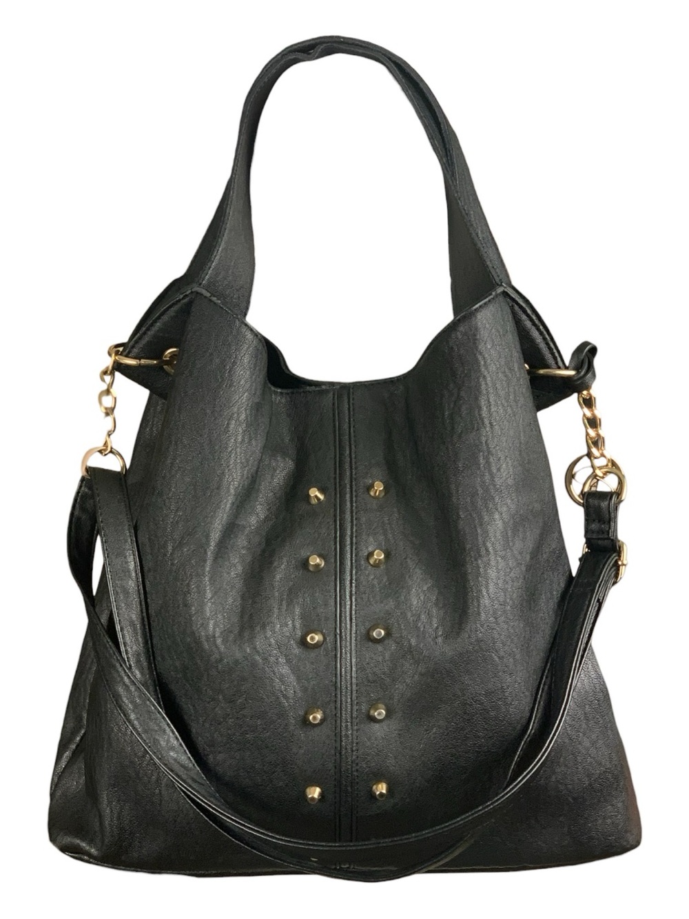Jessica‎ Simpson Black Hobo Shoulder Bag Gold Toned Studs Faux Leather